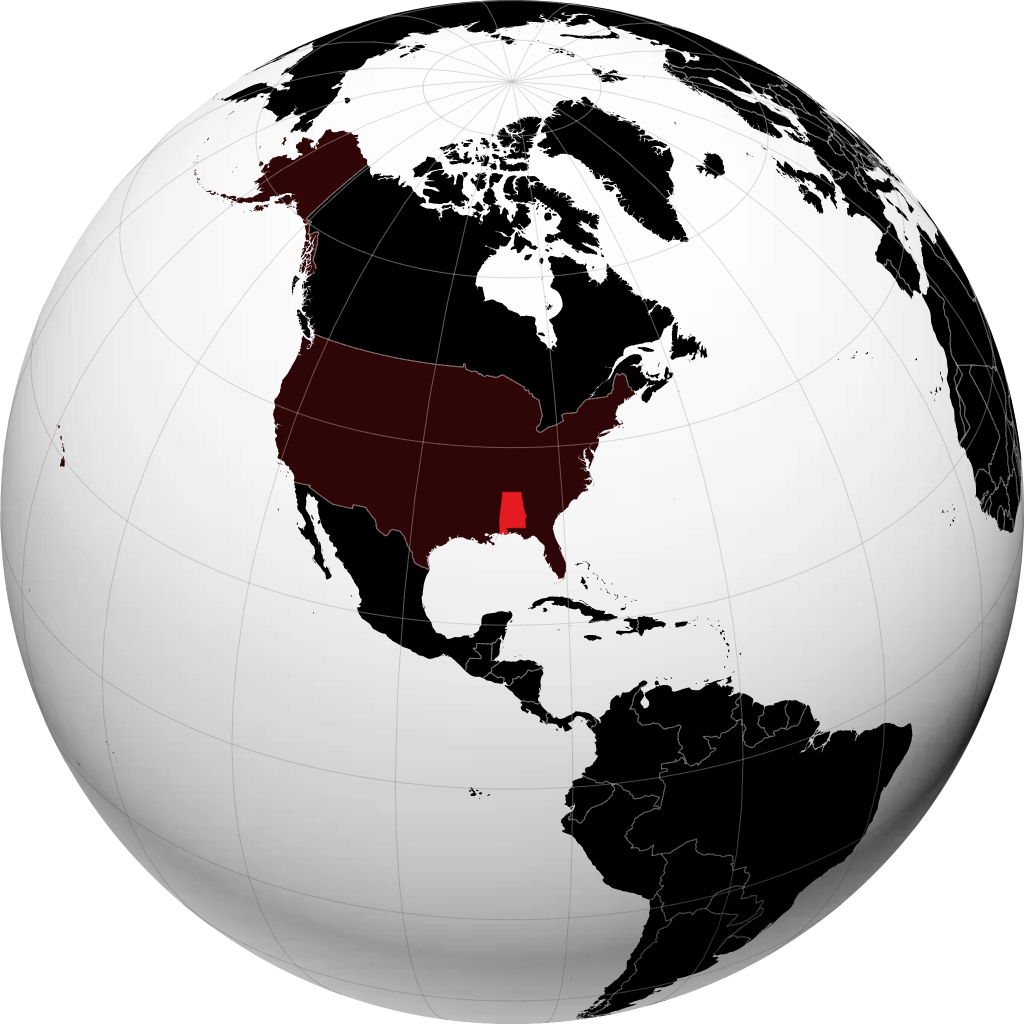 Alabama auf dem Globus