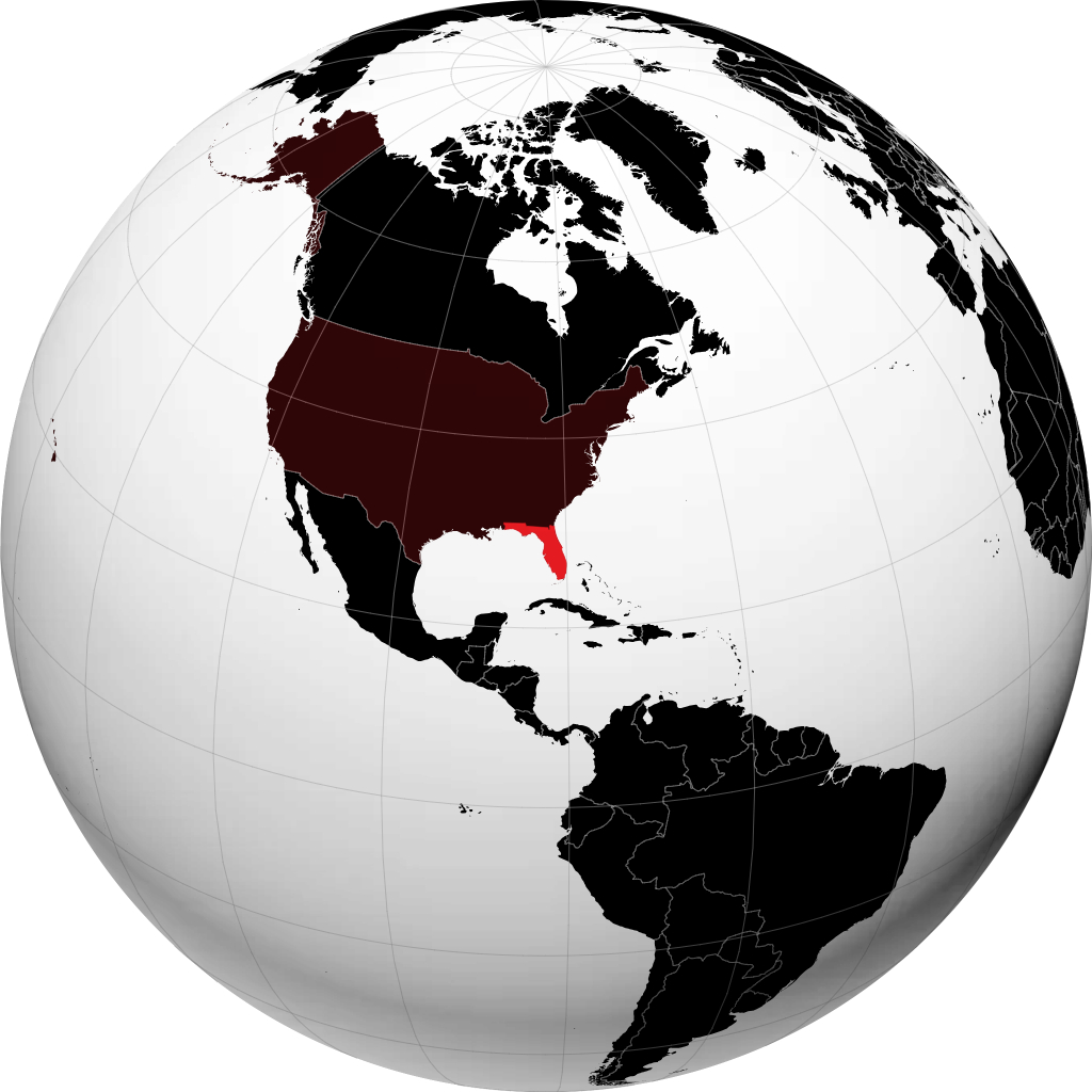 Florida auf dem Globus