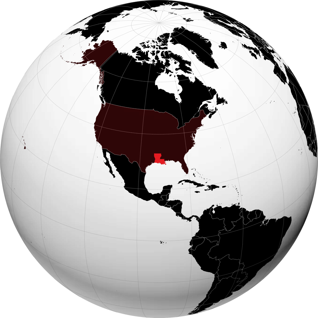 Louisiana auf dem Globus