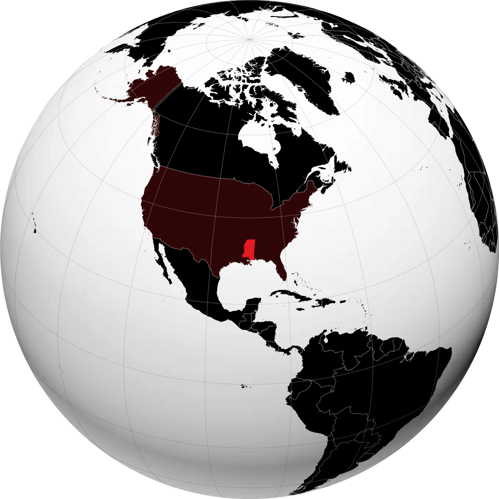 Mississippi auf dem Globus