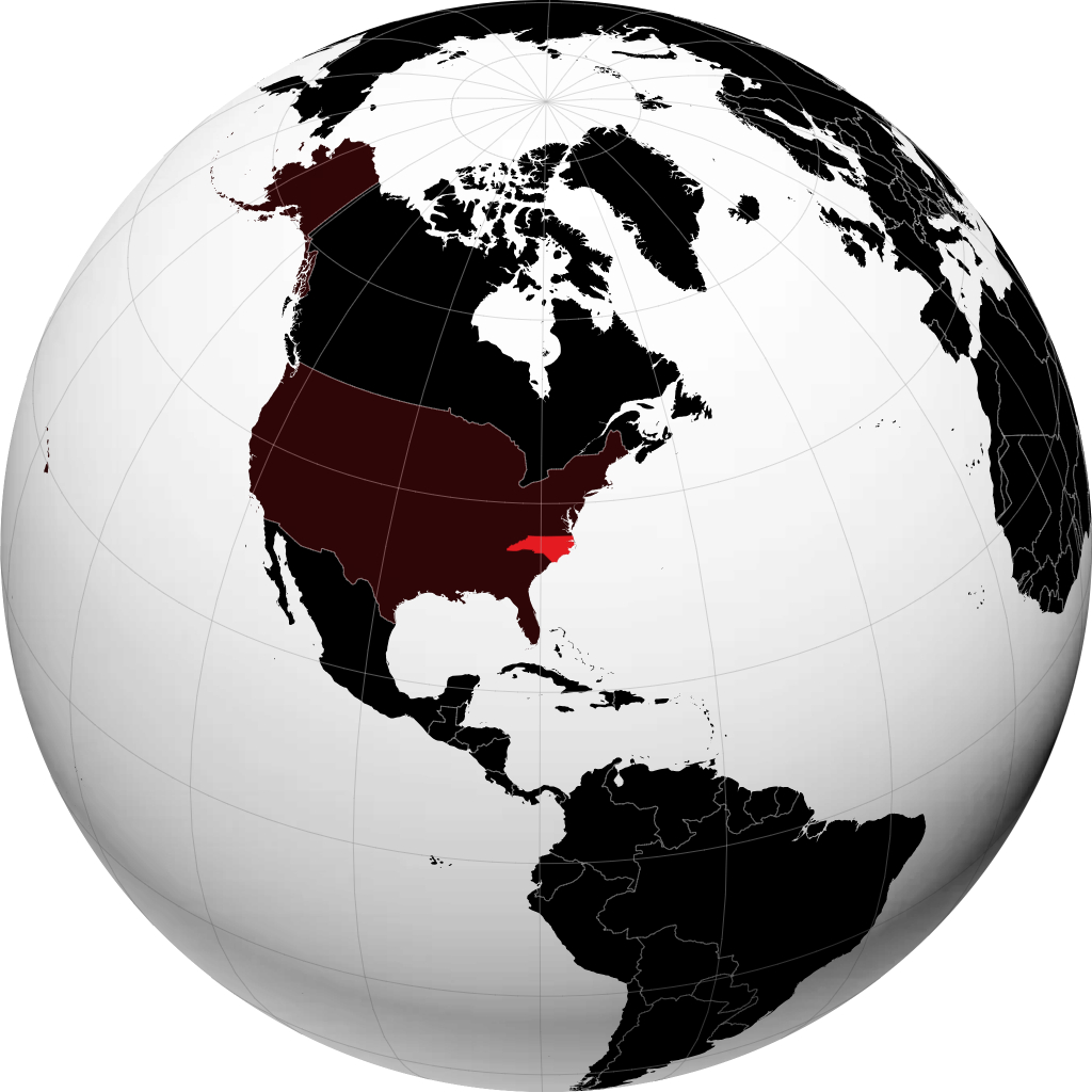 North Carolina auf dem Globus
