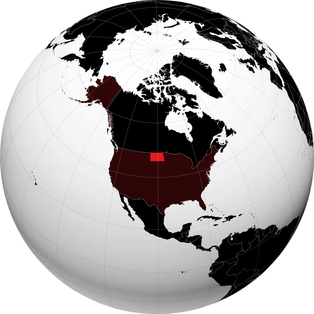 North Dakota auf dem Globus