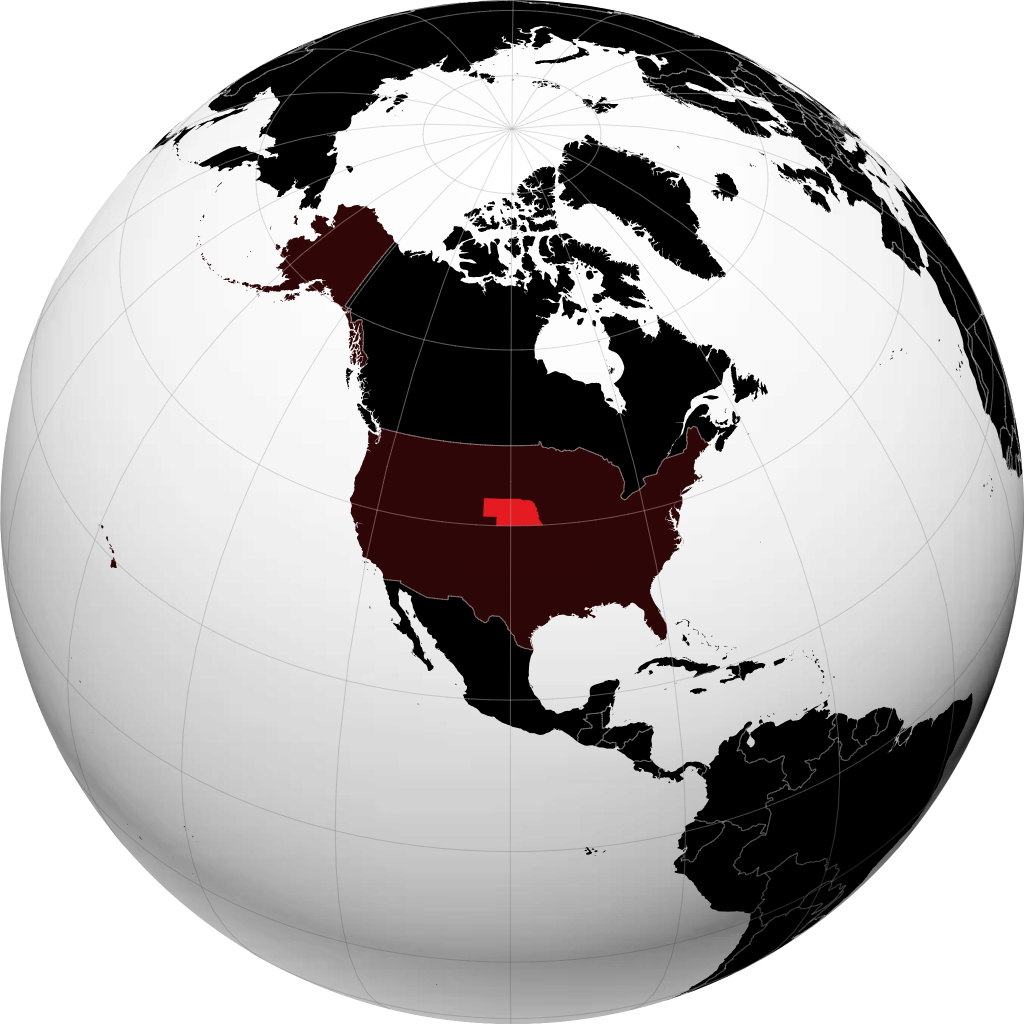Nebraska auf dem Globus