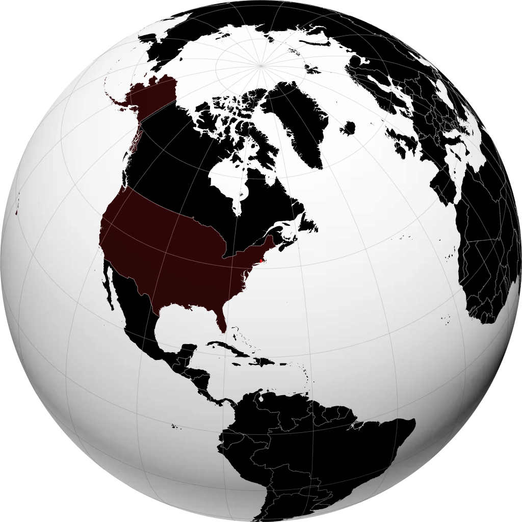 Rhode Island auf dem Globus