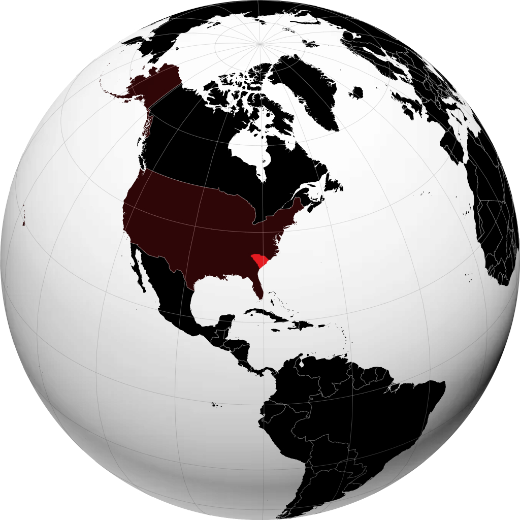 South Carolina auf dem Globus