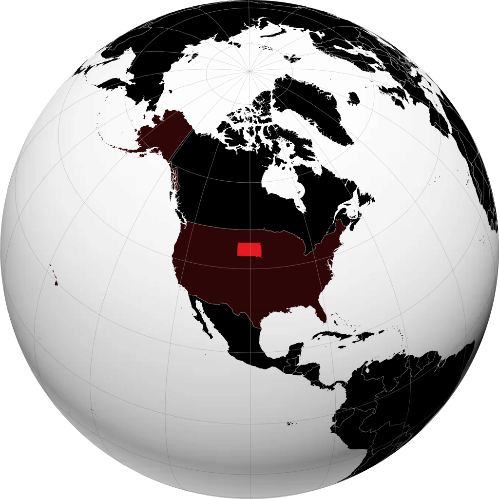 South Dakota auf dem Globus