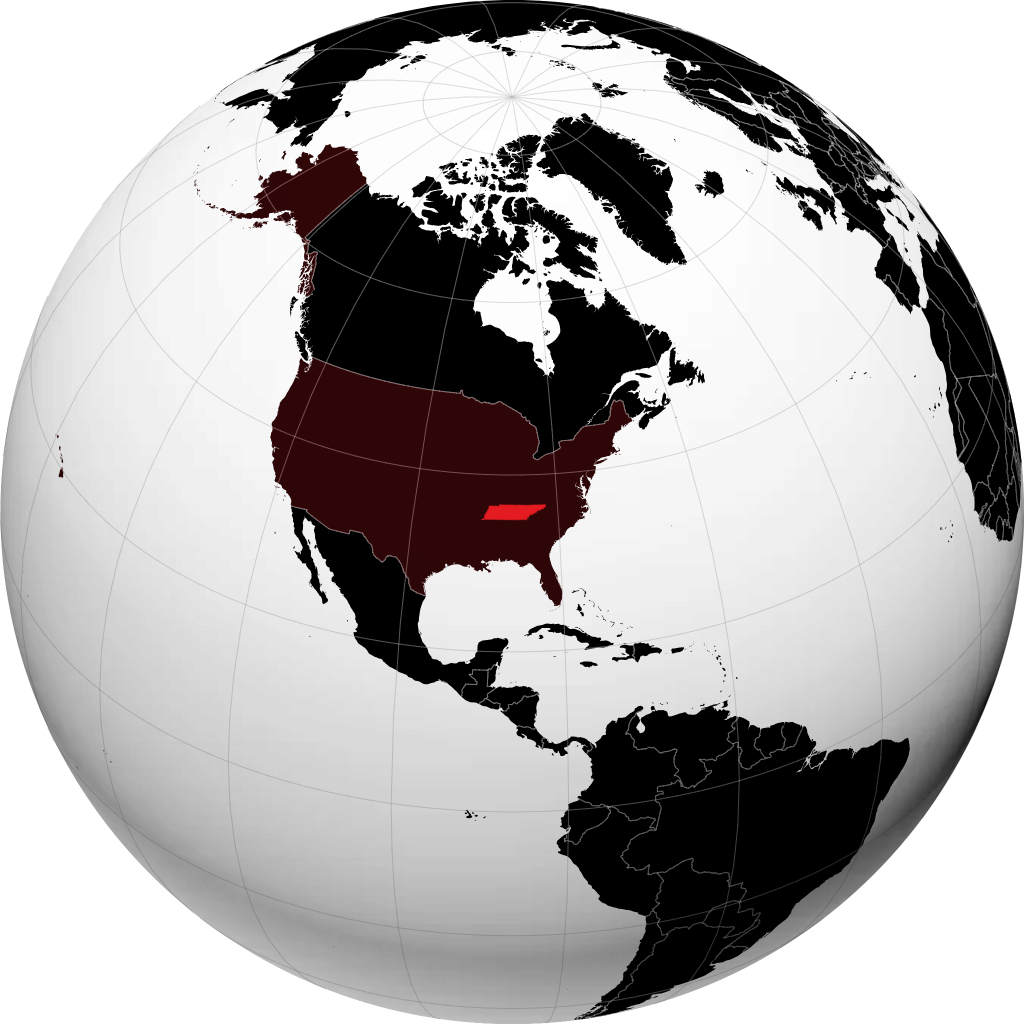Tennessee auf dem Globus