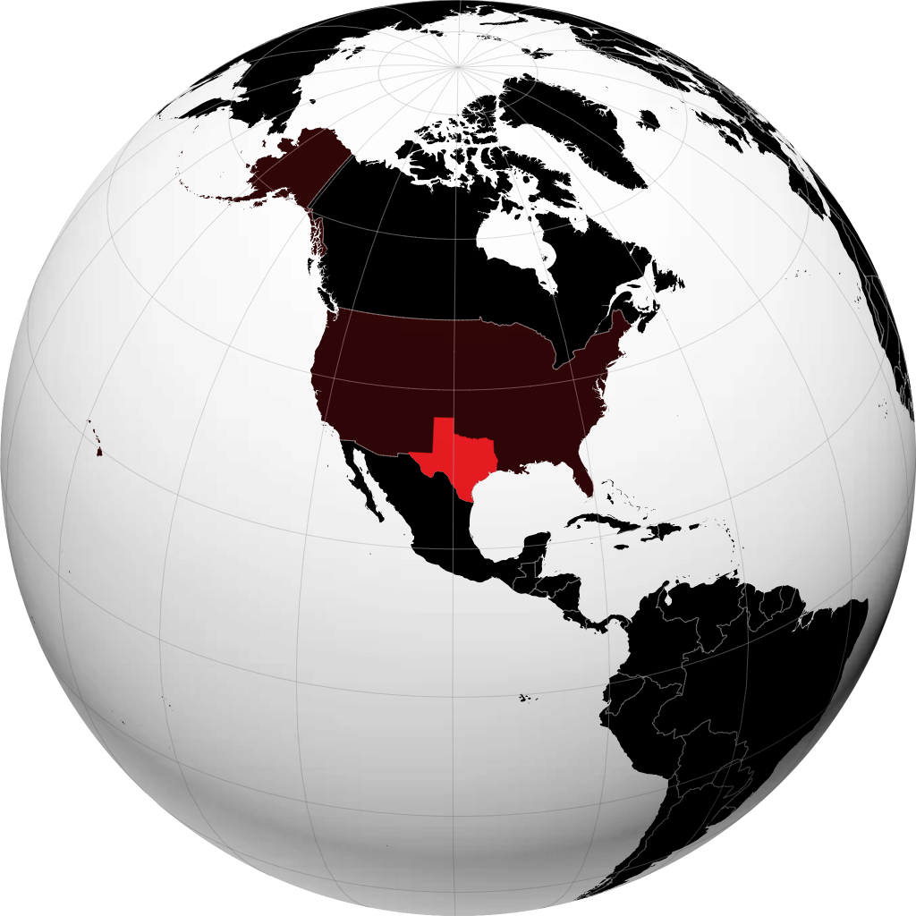 Texas auf dem Globus