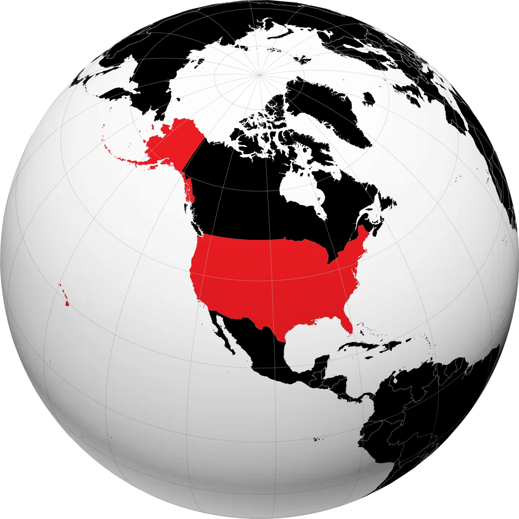 USA auf dem Globus