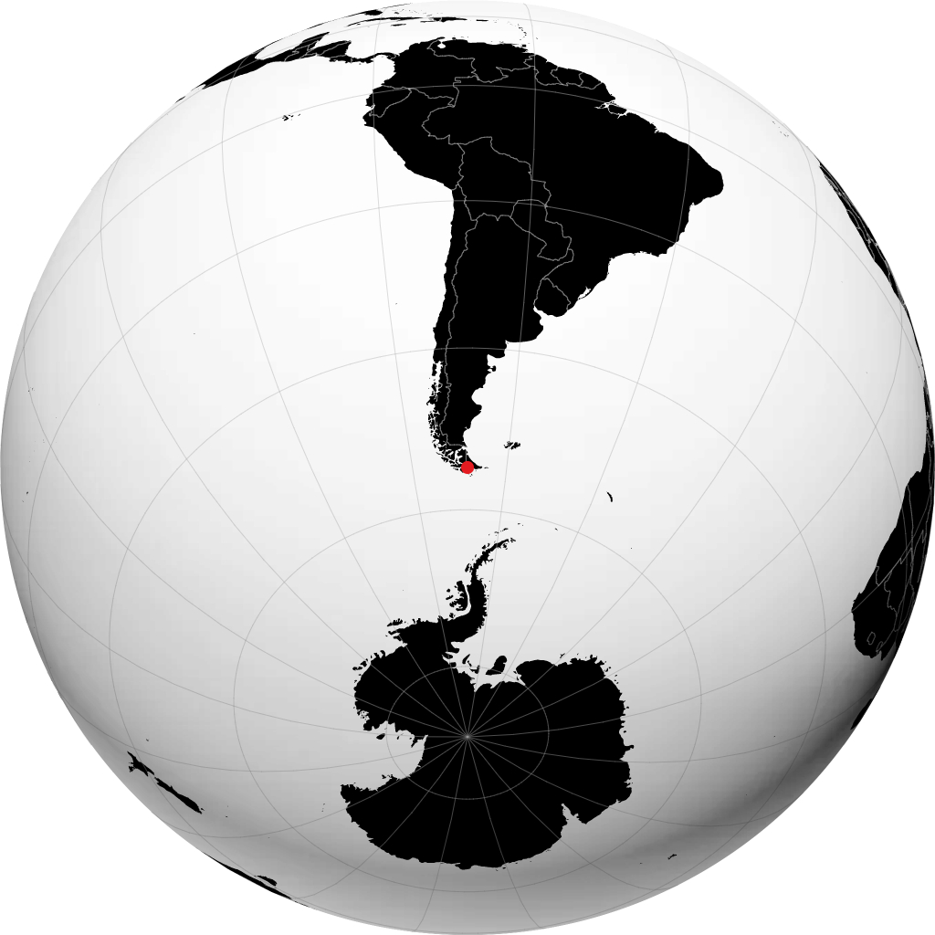 Ushuaia auf dem Globus