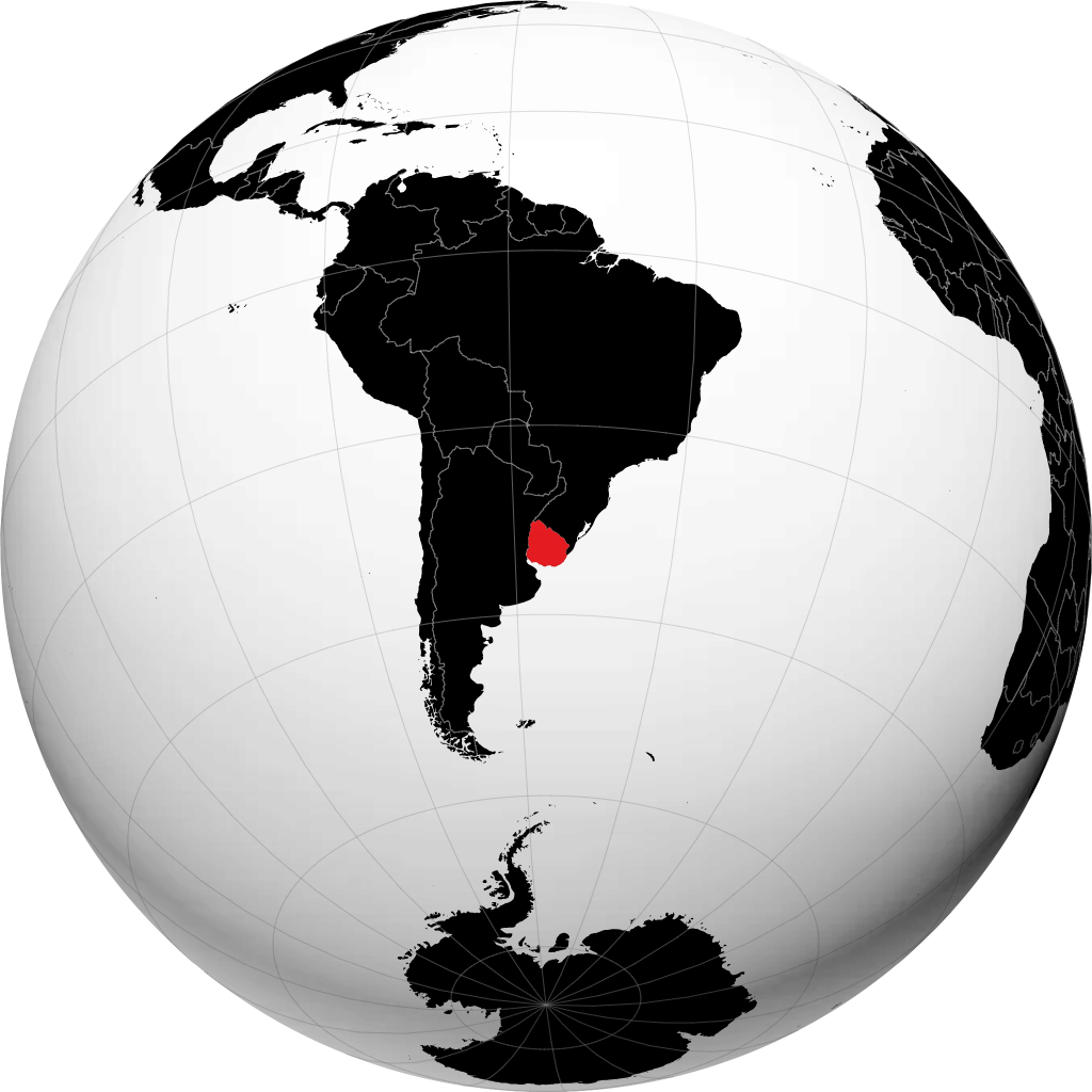 Uruguay auf dem Globus