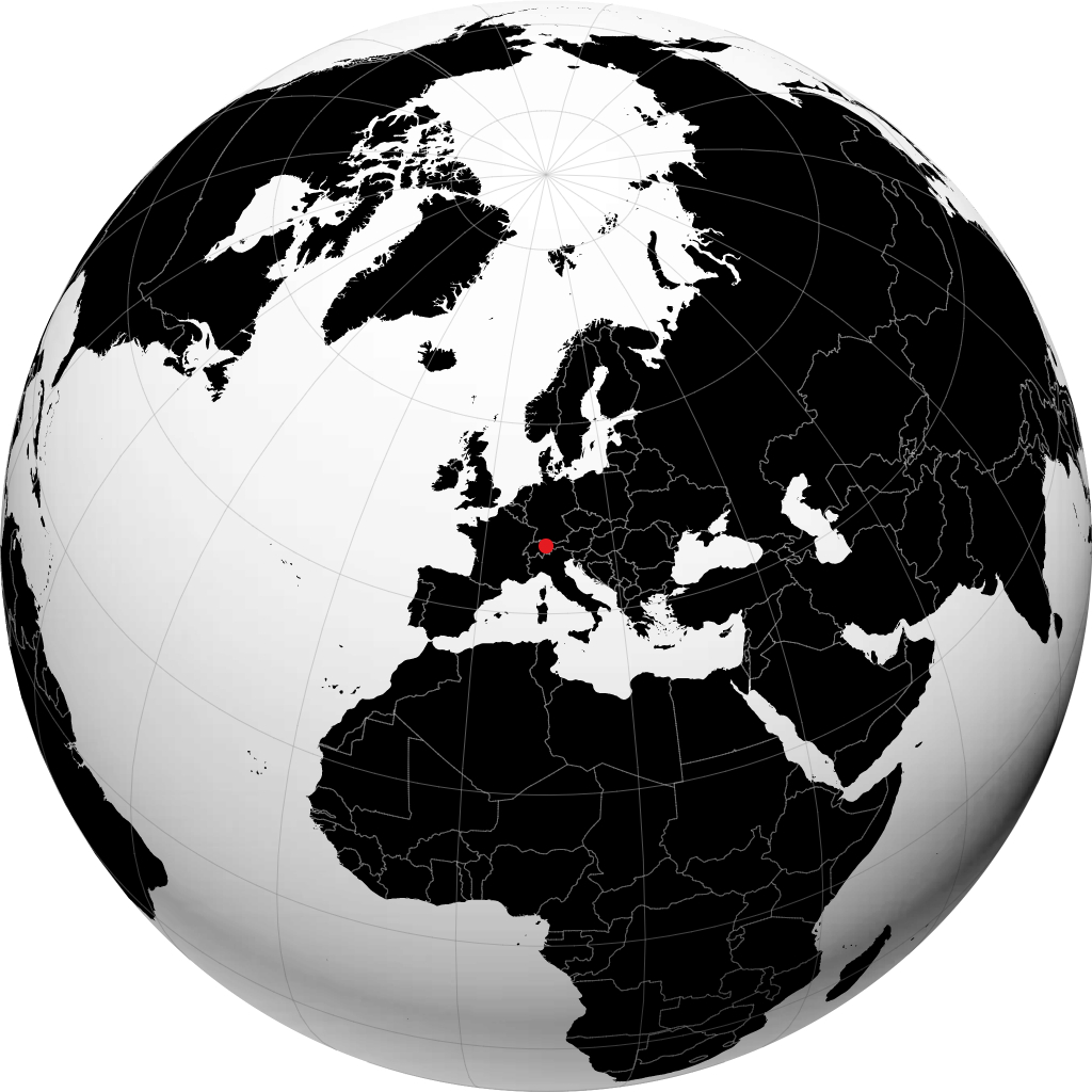Vaduz auf dem Globus