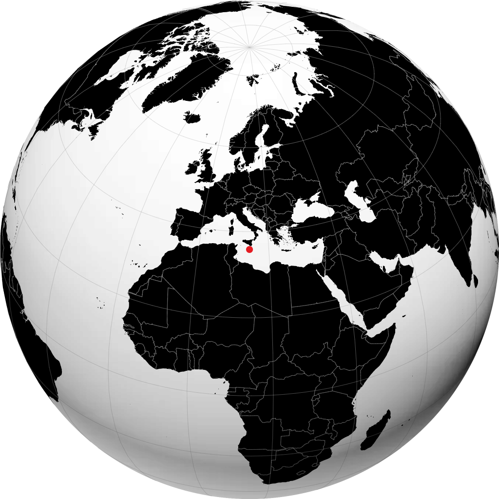 Valletta auf dem Globus