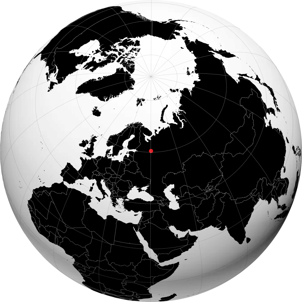 Vozhega auf dem Globus