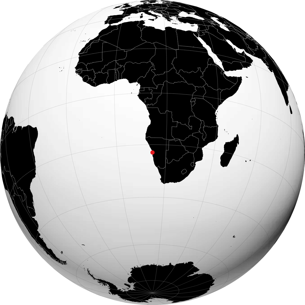 Walvis Bay auf dem Globus