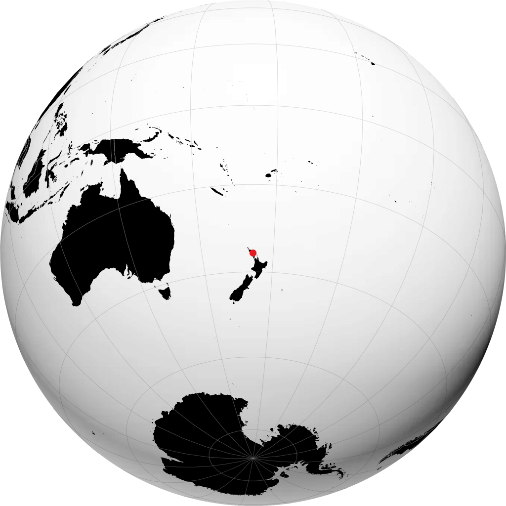 Whangarei auf dem Globus
