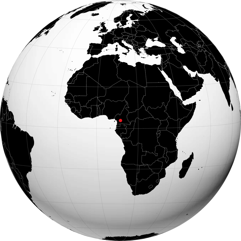 Yaoundé auf dem Globus