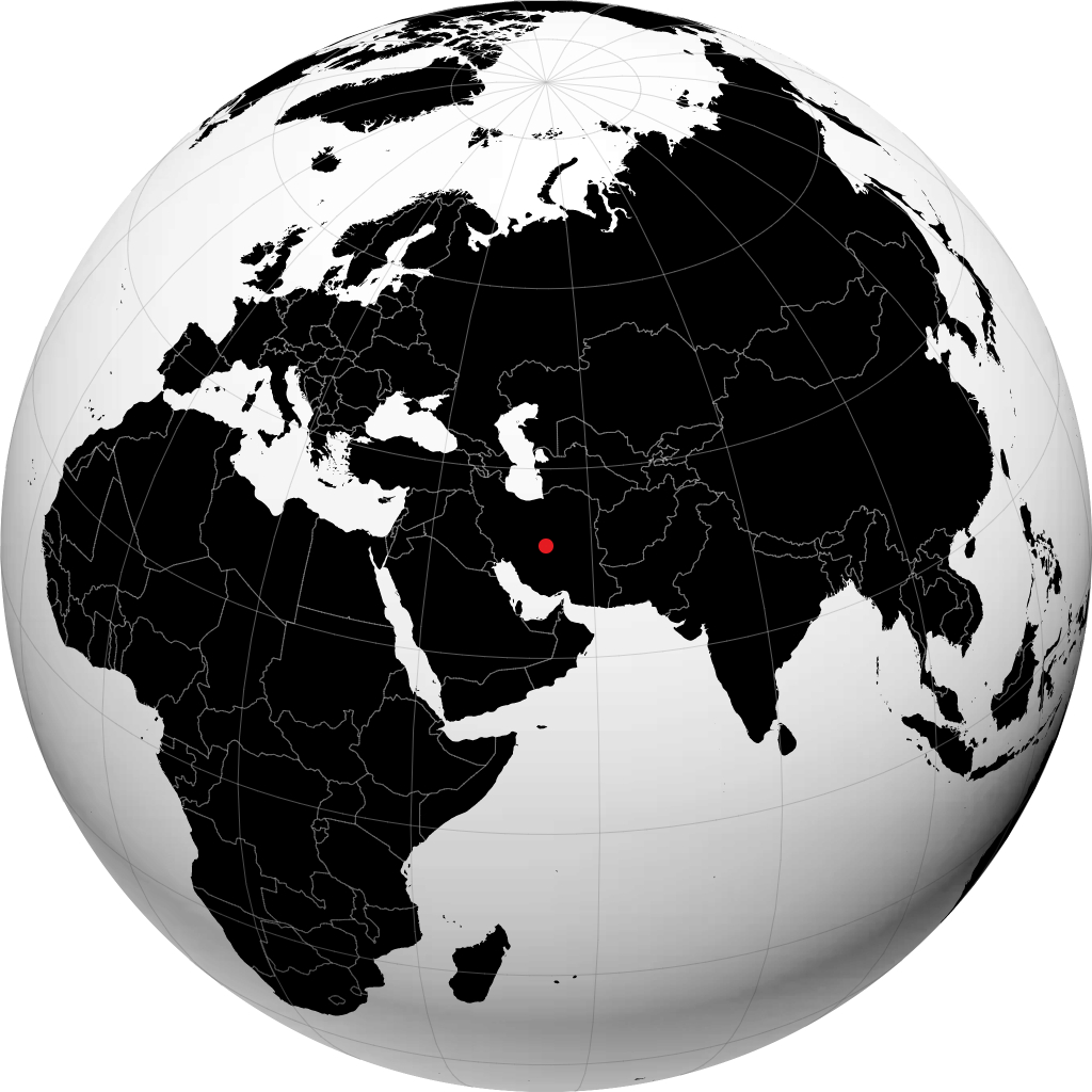 Yazd auf dem Globus
