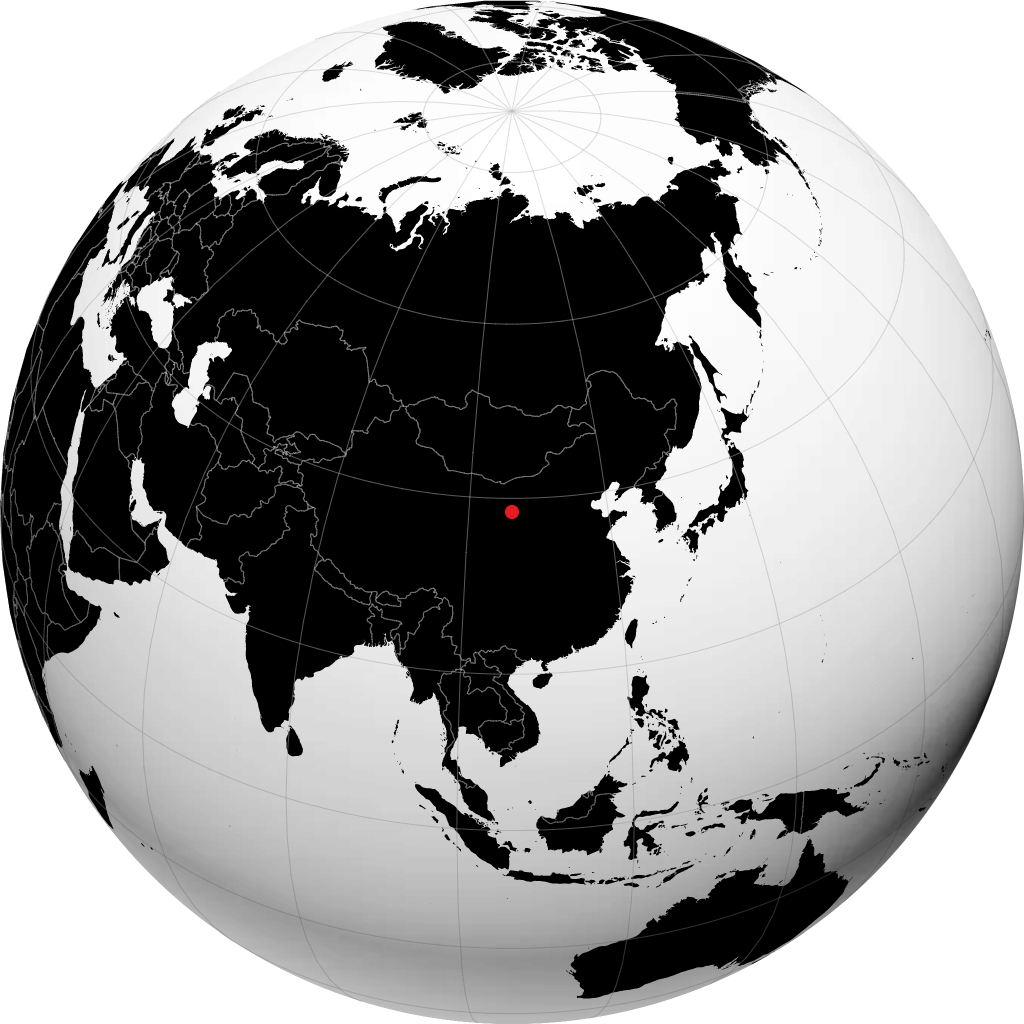 Yinchuan auf dem Globus
