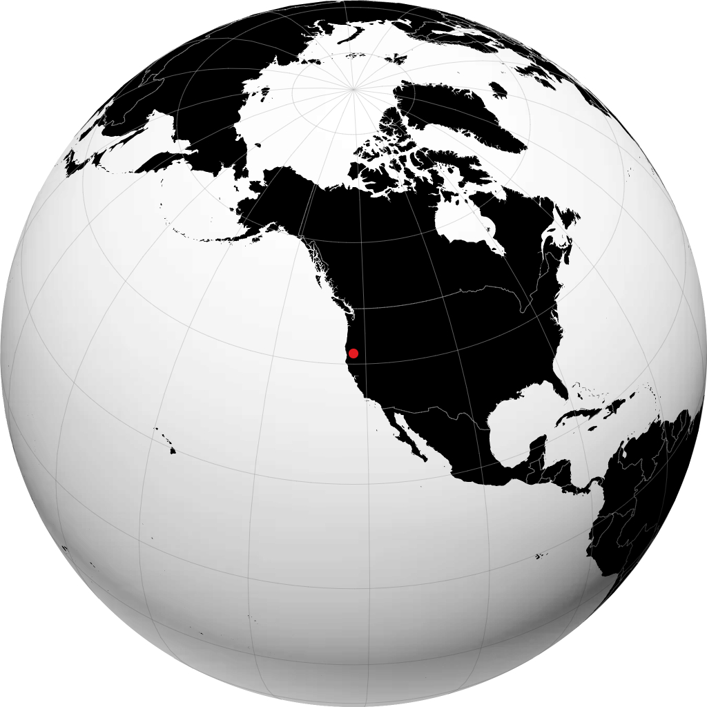 Yreka auf dem Globus