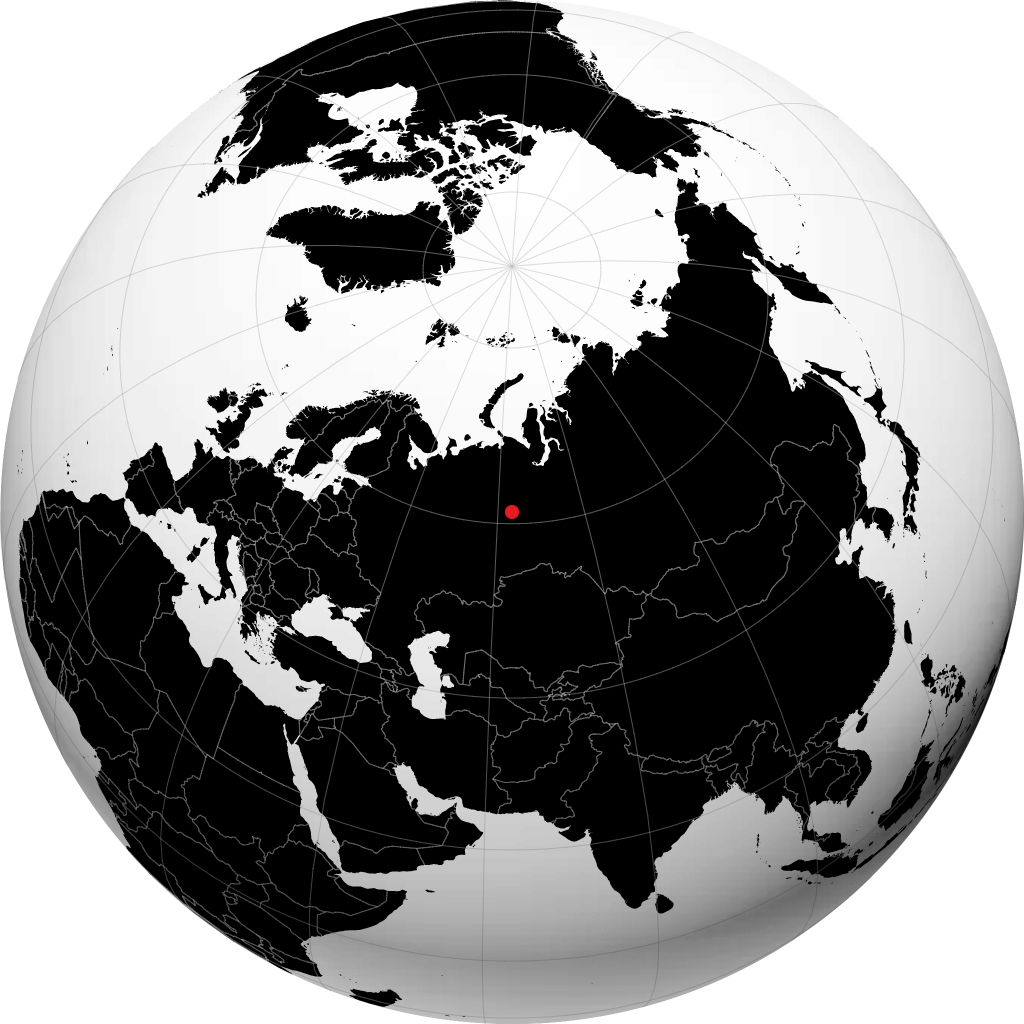 Yugorsk auf dem Globus