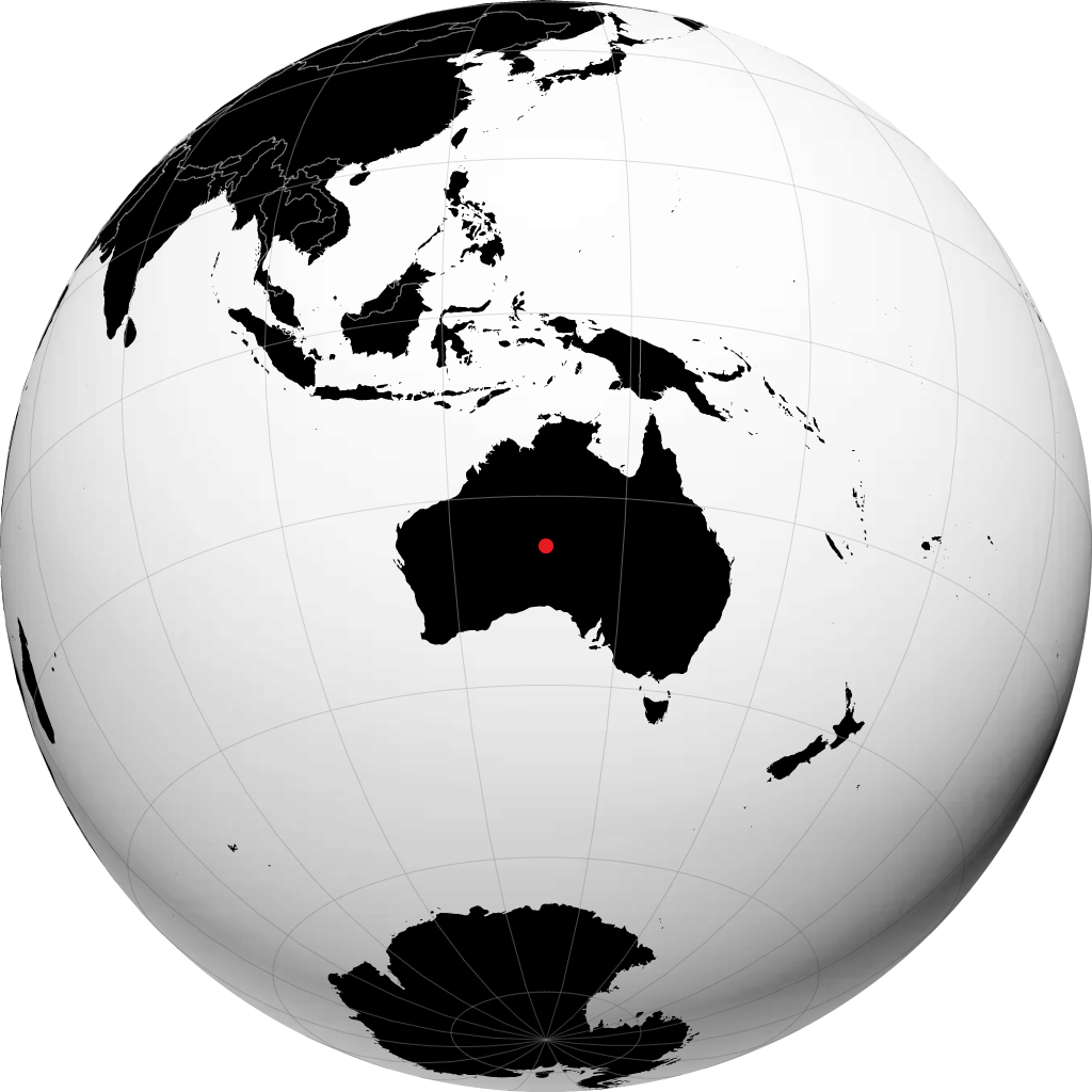Yulara auf dem Globus