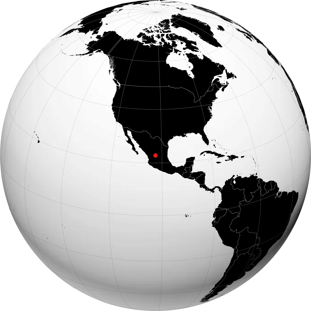 Zacatecas auf dem Globus