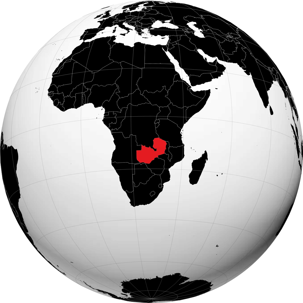 Sambia auf dem Globus